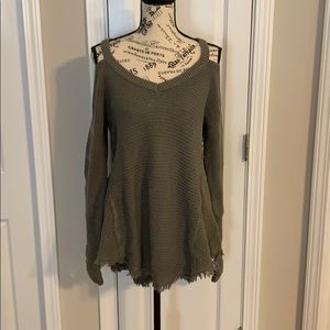 Free People Asymmetrical open shoulder sweater